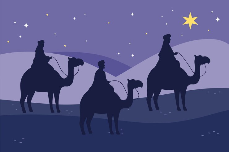 Vetor grátis ilustração de silhueta plana reyes magos