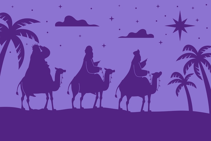 Vetor grátis ilustração de silhueta plana reyes magos