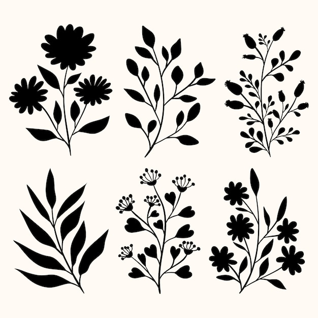 Vetor grátis ilustração de silhuetas de flores de design plano