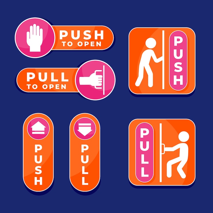 Vetor grátis ilustração de sinal push pull de design plano