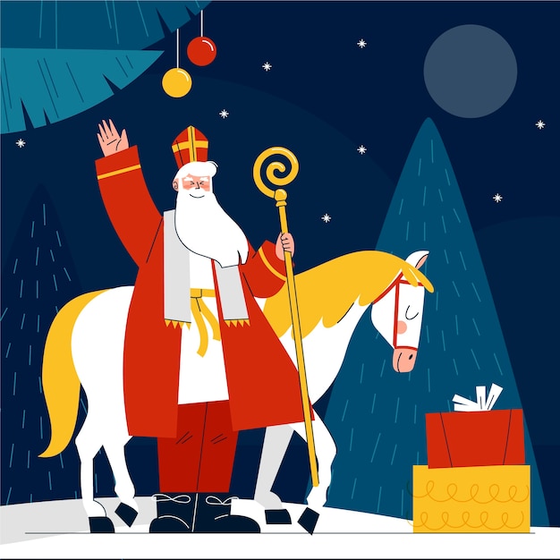 Vetor grátis ilustração de sinterklaas plano