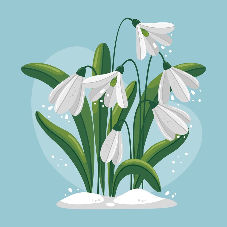 Vetor grátis ilustração de snowdrop de design plano desenhado à mão