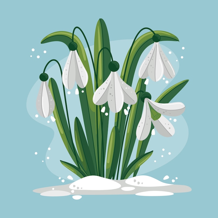 Vetor grátis ilustração de snowdrop de design plano desenhado à mão