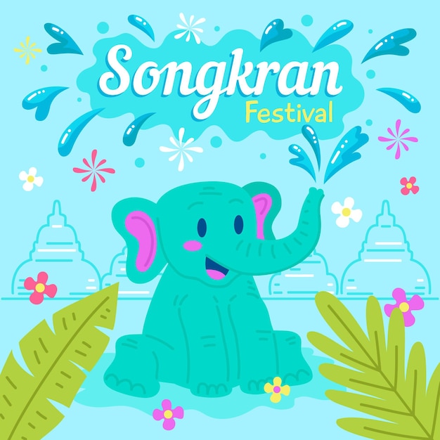 Vetor grátis ilustração de songkran desenhada à mão