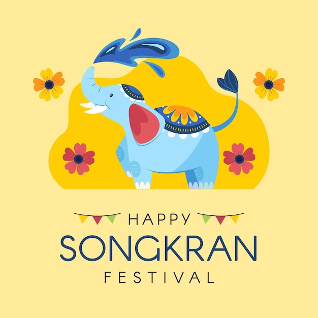 Ilustração de songkran plana