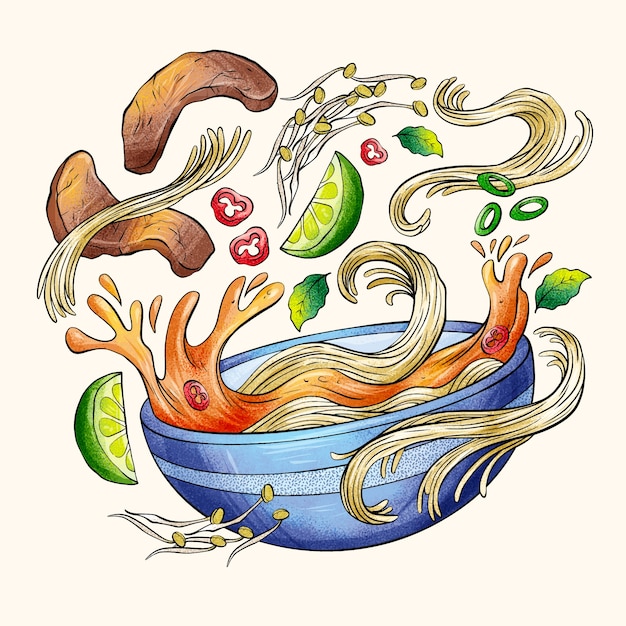 Ilustração de sopa desenhada à mão