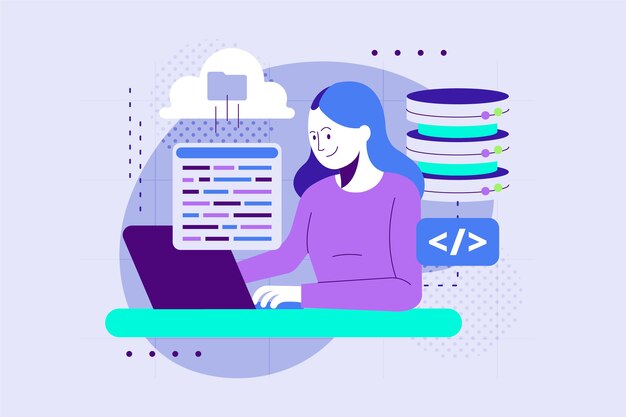 Ilustração de sql de design plano desenhado à mão