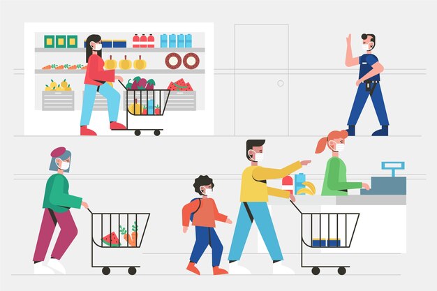 Ilustração de supermercado de coronavírus