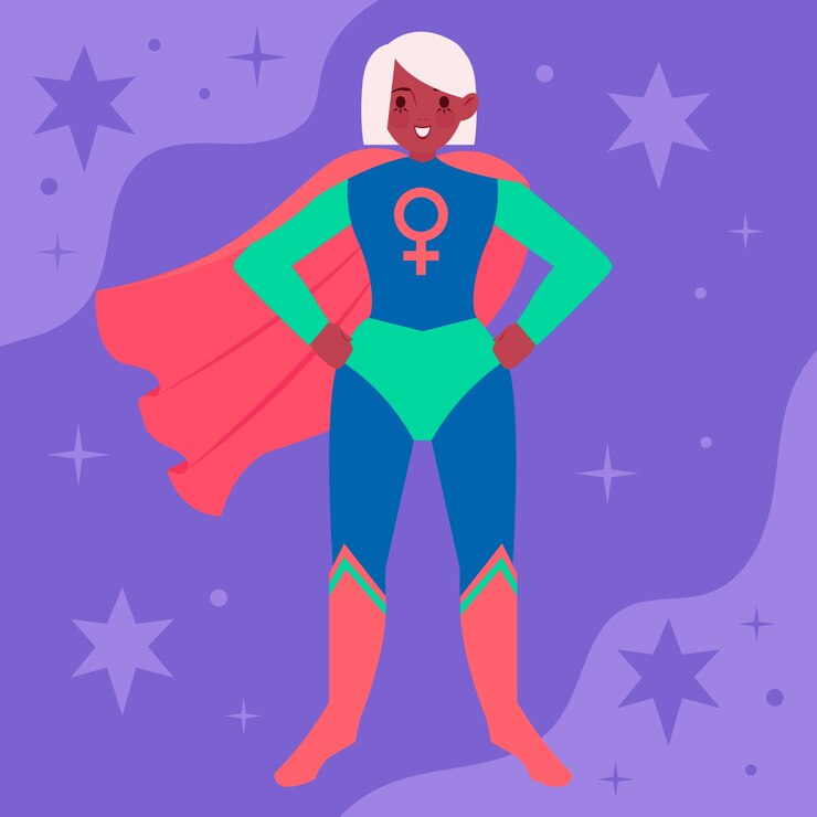 Vetor grátis ilustração de supermulher plana do dia da mulher