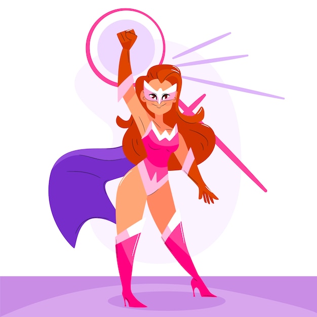 Ilustração de supermulher plana do dia da mulher