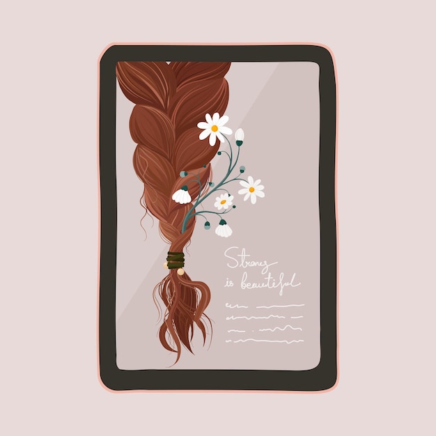 Vetor grátis ilustração de tablet de beleza estética blogueira, vetor de design floral feminino