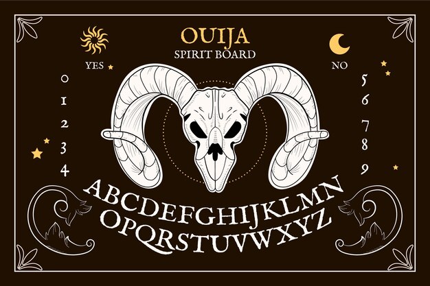 Ilustração de tabuleiro ouija desenhada à mão