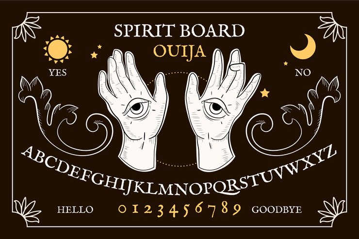 Vetor grátis ilustração de tabuleiro ouija desenhada à mão