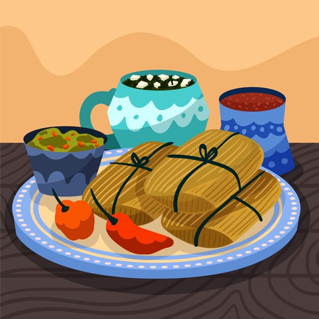 Ilustração de tamales orgânicos