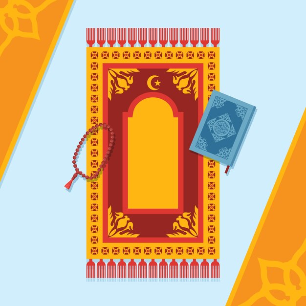 Ilustração de tapete de oração de design plano