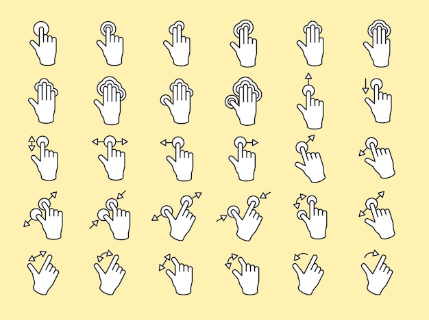 Vetor grátis ilustração, de, tela sensível ao toque, gesto mãos, em, linha magra