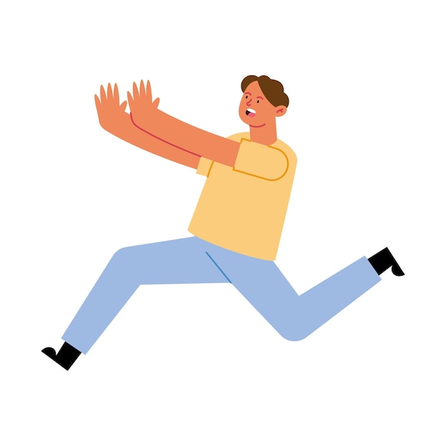 Vetor grátis ilustração de terremoto de um cara correndo