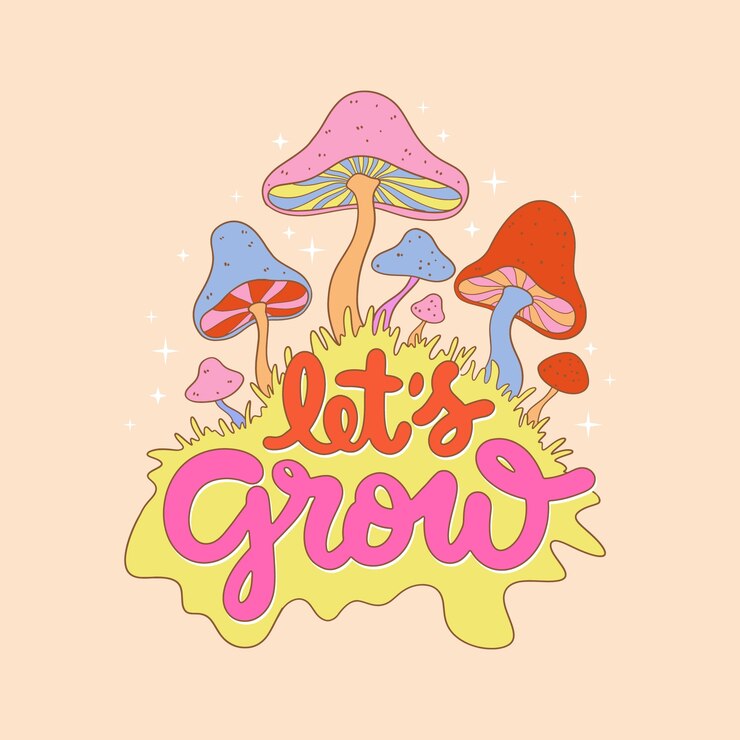 Vetor grátis ilustração de texto de cogumelo desenhado à mão