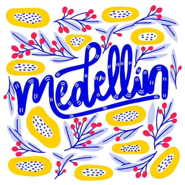 Ilustração de texto de medellin desenhada à mão