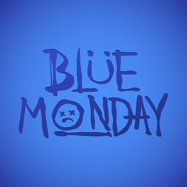 Ilustração de texto de segunda-feira azul gradiente