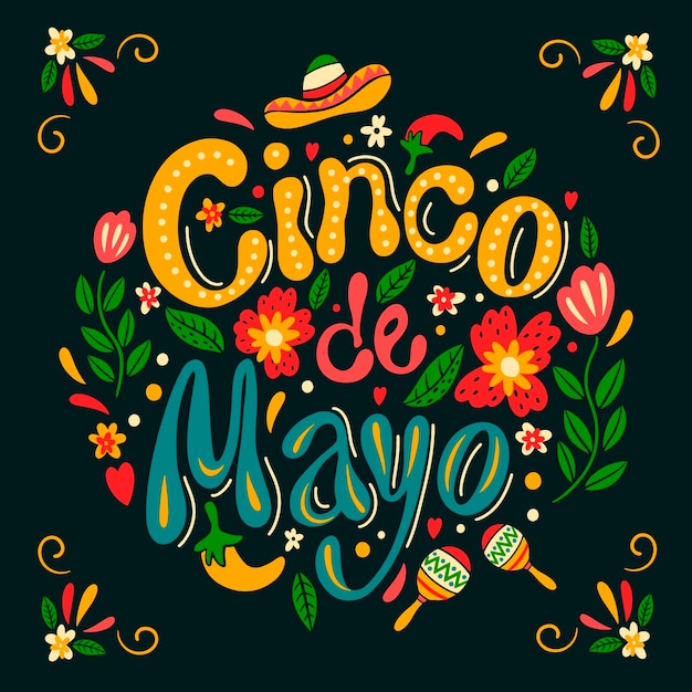 Vetor grátis ilustração de texto flat cinco de mayo