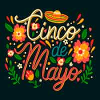 Vetor grátis ilustração de texto flat cinco de mayo