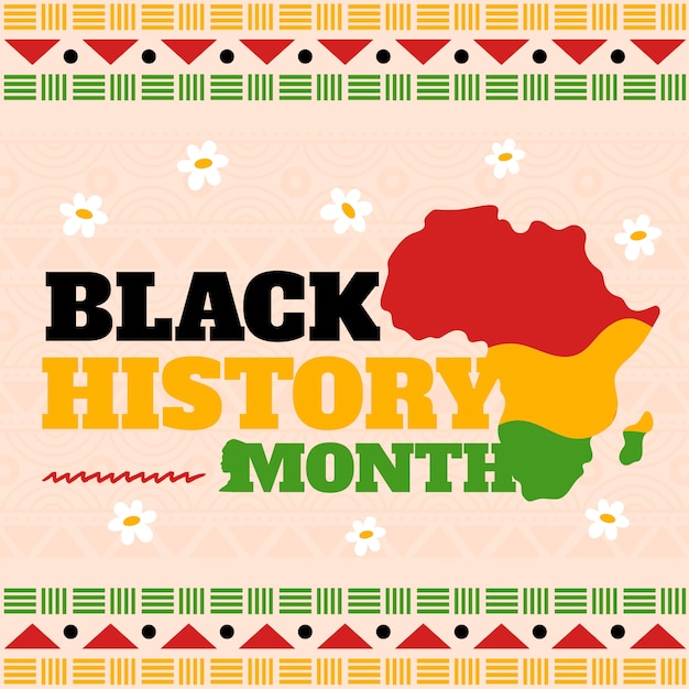 Ilustração de texto plano para a celebração do mês da história negra