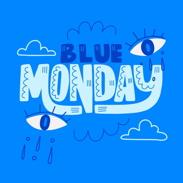 Vetor grátis ilustração de texto plano para blue monday