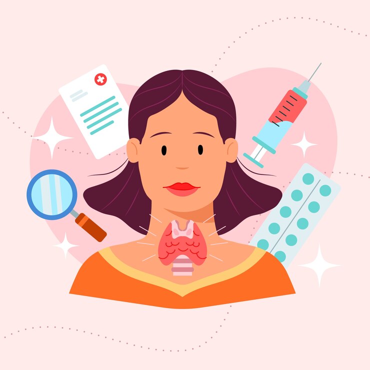 Vetor grátis ilustração de tireoide de design plano desenhado à mão
