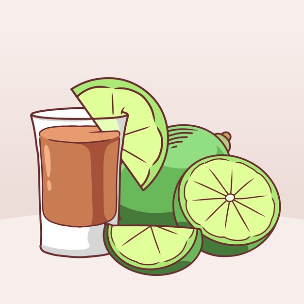 Ilustração de tiro de tequila desenhada à mão