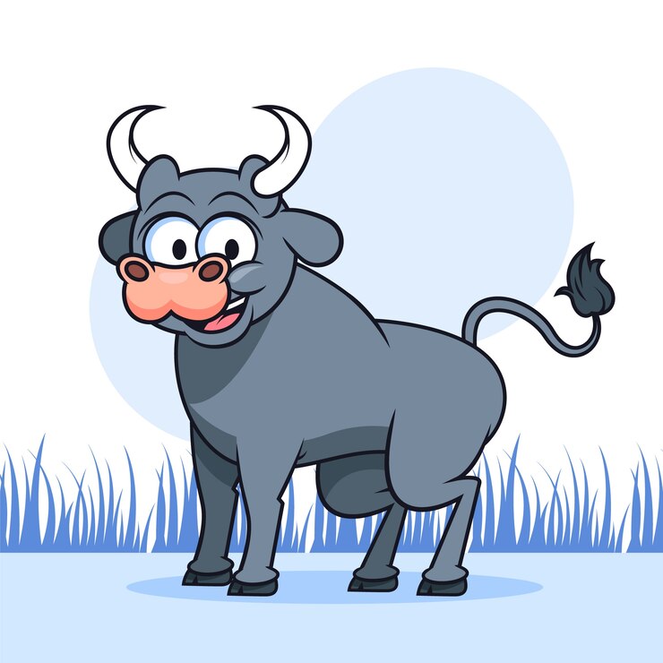 Vetor grátis ilustração de touro de desenho animado desenhada de mão