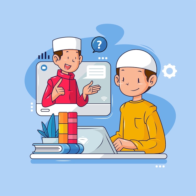 Ilustração de tutor on-line desenhada à mão