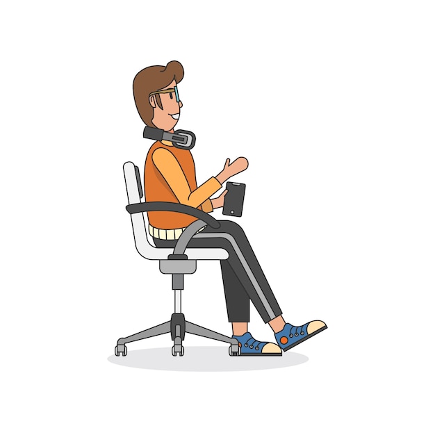 Vetor grátis ilustração, de, um, assento homem, em, um, cadeira