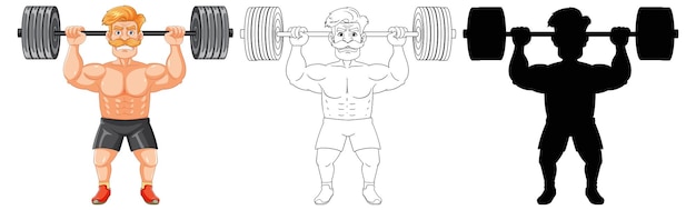 Vetor grátis ilustração de um homem forte levantando uma barra pesada