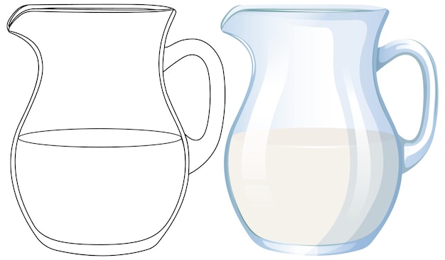 Vetor grátis ilustração de um jarro de leite esboço para colorir