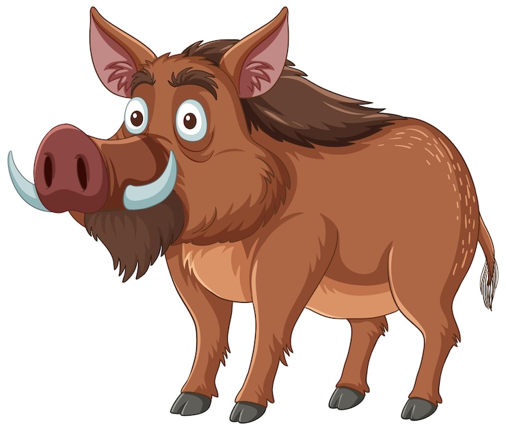 Vetor grátis ilustração de um javali de desenho animado amigável