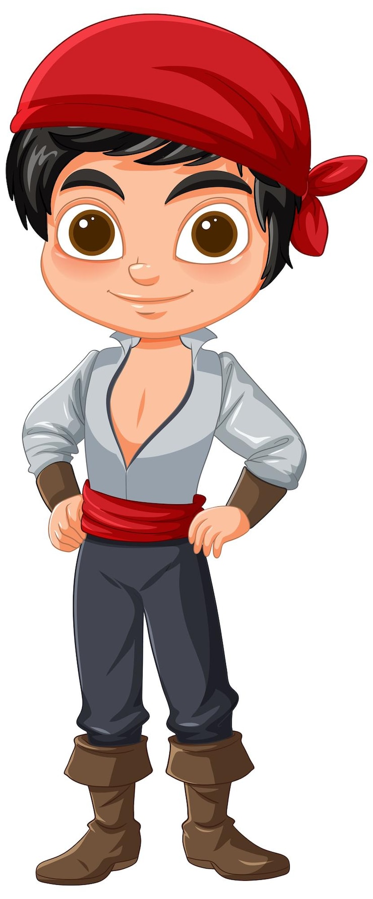 Vetor grátis ilustração de um jovem pirata aventureiro