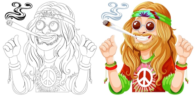 Ilustração de um personagem hippie fumando