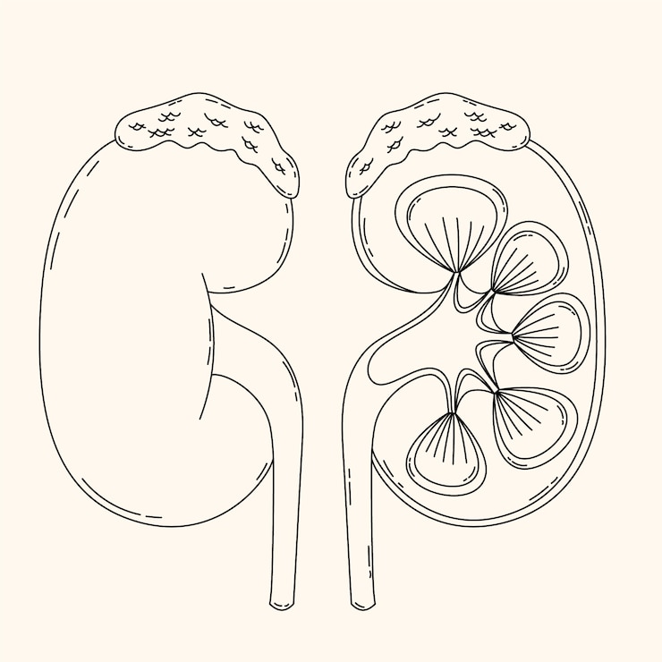 Vetor grátis ilustração de um rim desenhada à mão