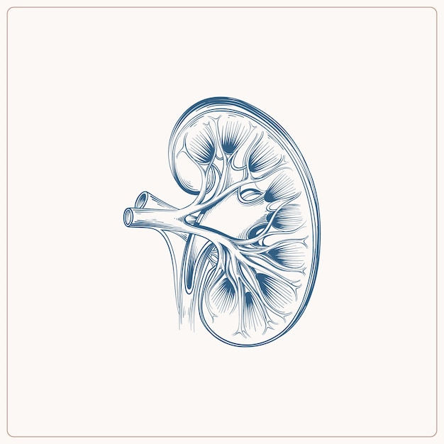 Vetor grátis ilustração de um rim desenhada à mão