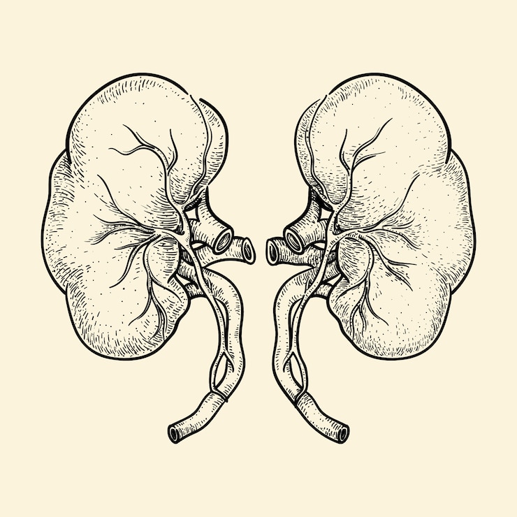 Vetor grátis ilustração de um rim desenhada à mão