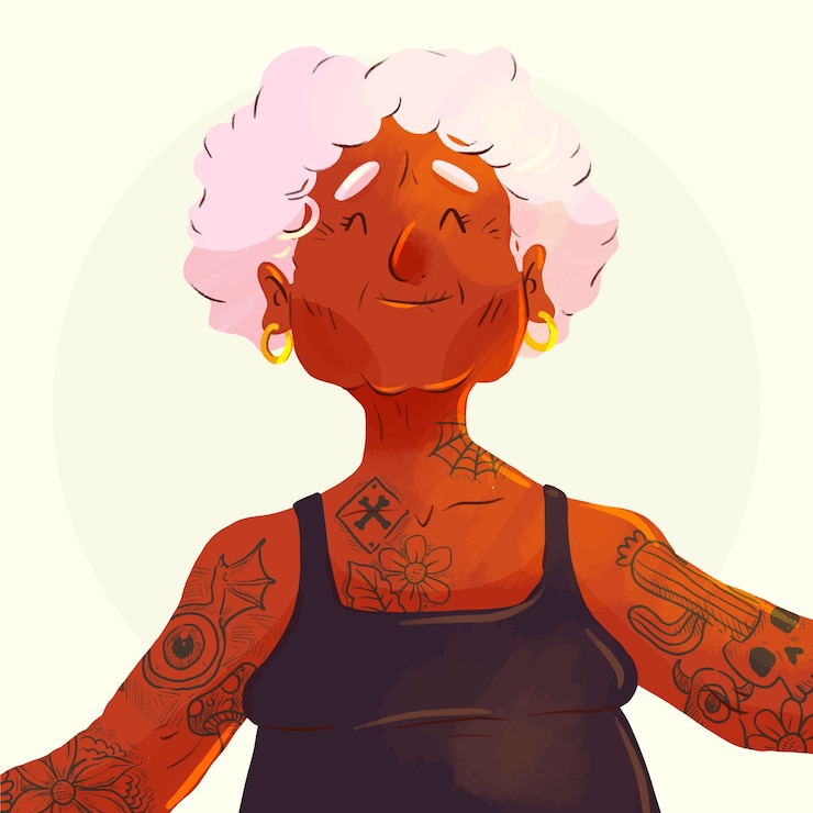 Vetor grátis ilustração de um velho tatuado