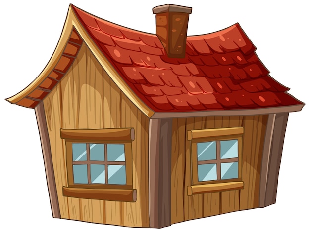 Ilustração de uma casa de madeira de desenho animado aconchegante