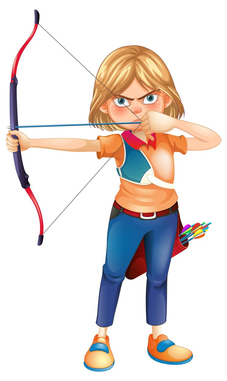 Vetor grátis ilustração de uma menina arqueira focada