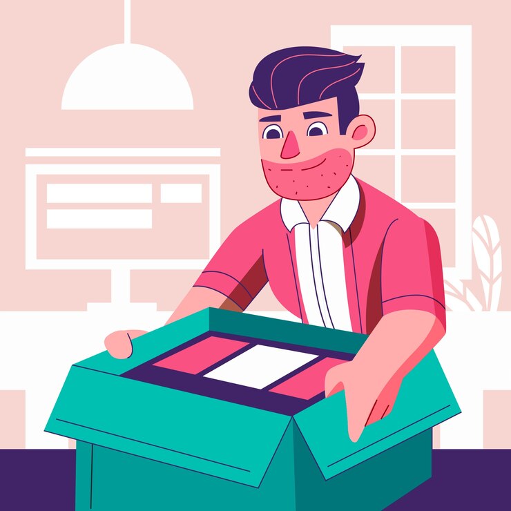 Vetor grátis ilustração de unboxing desenhada à mão