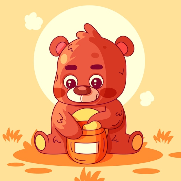 Ilustração de urso de desenho animado desenhada de mão