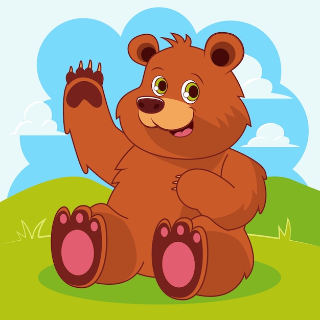 Vetor grátis ilustração de urso de desenho animado desenhada de mão