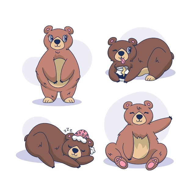 Ilustração de urso de desenho animado desenhada de mão