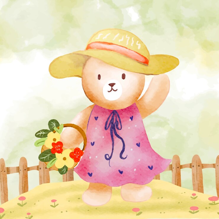Vetor grátis ilustração de urso feminino em aquarela