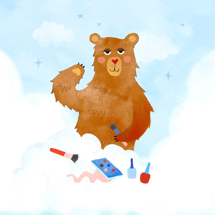 Vetor grátis ilustração de urso feminino em aquarela